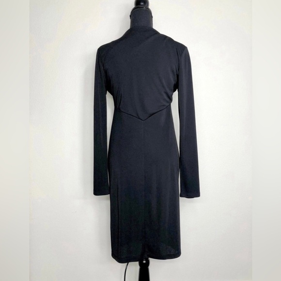 New York & Company Elegant Black Cross Front Dress - Picture 5 of 7